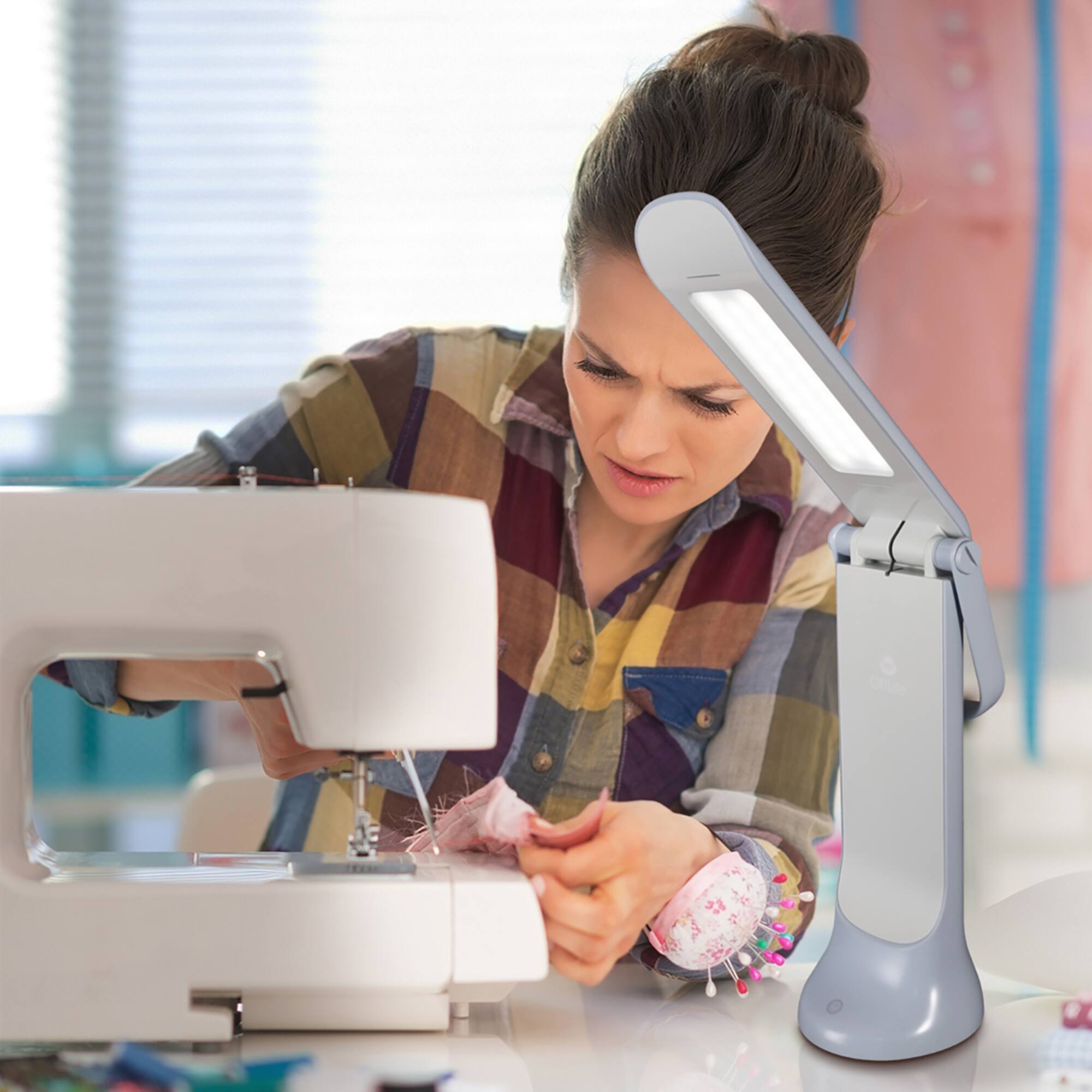 OttLite Wellness Series 20.75" Blue Dimmable LED Task Lamp